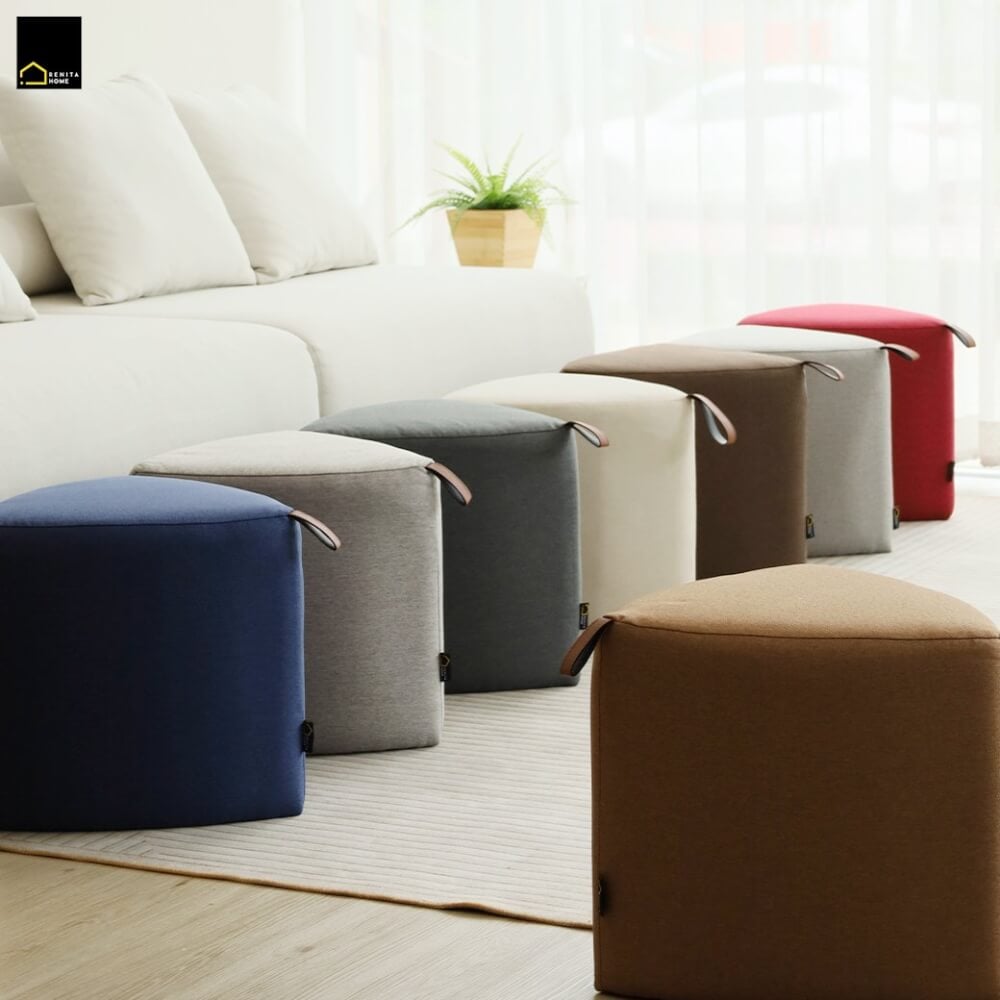 สตูลทรงสามเหลี่ยม RENITA HOME PEBBLE STOOL สีแดง 40x40ซม._3
